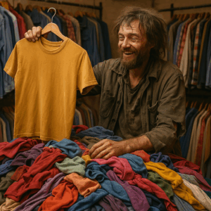 古着屋で自分に似合う服を見つけた男性のイメージ|メンズファッションレンタルAssistant