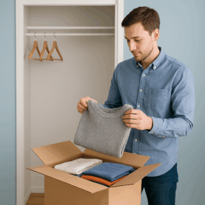 男性が洋服を買うのではなく借りるメリットを感じているシーン