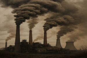 工場の煙突からでる大気汚染をイメージさせる画像