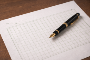 メンズファッションレンタルに関する原稿を執筆する記者の作業イメージ